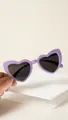 Fashion heart shaped sunglasses with purple frame and black lenses for women - Purple Frame Gray Lens