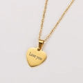 Poliertes 18k vergoldetes Edelstahl-Herz-Halskette mit Love You Gravur Detail - Gold (Love You)