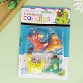 Set of 4 colorful dinosaur birthday candles in blister packaging with size markings - Cake Dinosaur Candle