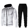 Survêtement homme avec sweat à capuche zippé et pantalon, motif dégradé de pois noir et blanc - M / Style Blanc et Noir