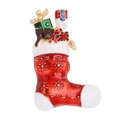 Christmas stocking brooch with red enamel, gold snowflakes, teddy bear and nutcracker - YNCP1359 Gift Christmas Stocking