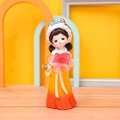Close-up of Tang-style girl figurine in yellow gradient dress with a pink butterfly - B145 Butterfly - Small