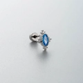 Blue zircon heart earring in silver titanium steel with screw back closure - Vintage Oval Blue Gemstone Style (A118-5#)