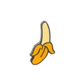 Cartoon peeled banana enamel pin brooch with yellow skin and beige flesh details - Banana
