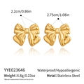 Detailed specs of gold bow knot stainless steel earrings with size and weight info - Gold Bow Style (YYE023646)