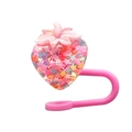 Aardbei hanger met vloeibare glitters en sterren voor rietje beschermhoesjes - Aardbei
