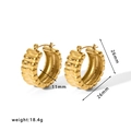 Detailed view of segmented textured gold hoop earrings with 26mm diameter and weight info - Segmented Texture Hoop Style (HF-E3170)