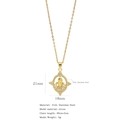 Vintage 316L stainless steel gold Virgin Mary pendant necklace with zircon stones - Vintage Cross Virgin Mary Style (HN0078G04)