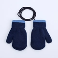 Muffole in maglia blu scuro per bambini con cordoncino e polsini blu chiaro - 1-3 Anni / Stile Cordino Regolare / Blu navy