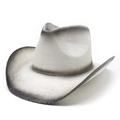 Hand-painted gradient western cowboy straw hat with wide rolled brim and distressed finish - M (56-58cm) / Black and White