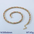 Golden Cuban chain necklace with colorful enamel links and lobster clasp, 500x6mm - Colorful Drip Oil Dotted Cuban Chain (KN291687-Z)