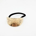 Elegant gold geometric metal ponytail holder with black elastic hair tie for women - Geometric Cracked Embossed (20pcs Hair Ties)