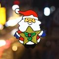 Sticker Père Noël pour fenêtre avec étoile dorée pour décoration festive en verre - Père Noël avec Étoiles