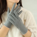 Guanti invernali grigi da donna con polsini in pizzo rosa per touchscreen - Taglia unica / Grigio
