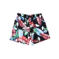 Badeshorts für Jungen mit bunten Tropenmustern, schwarzem Bund und verstellbarem Kordelzug - 152 / Orange Oberteil mit Blattmuster-Unterteil