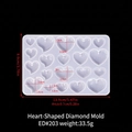 Silicone heart diamond mold with dimensions for DIY resin jewelry and pendant making - Heart Diamond Mold-ED#203