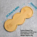 Peanut shaped bamboo tray with three round slots for DIY coasters, size 22.5x8.5x1cm - Peanut Shape Tray (22.5x8.5cm)