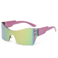Frameless Y2K oversized wrap sunglasses with purple frames and purple gradient lenses - Purple Frame Pink Lens