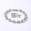 Elegant 17cm silver tone tennis bracelet with cubic zirconia square linked stones - Silver Magic Cube Style/17cm
