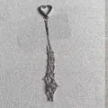 Silver stainless steel mesh pendant keychain featuring heart buckle and long tassel - Single Stainless Steel Mesh Pouch / Silver