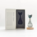 Cat-shaped weather storm glass with wooden base and crystal formations in gift box - Black Egyptian Cat Ordinary Gift Box