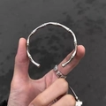 Bracciale rigido aperto in acciaio inossidabile argento con design a nodo di bambù - Bracciale rigido bambù