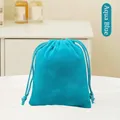 Water blue velvet drawstring jewelry pouch for gifts and accessories storage - 7cm*9cm / Aqua