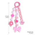 Porte-clés rose avec perles, cœur, étoile et nœud, longueur 12,5 cm et poids 15 g - K2508-6 Noeud Rose