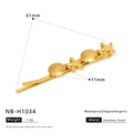 Barrette en acier inoxydable doré avec motif de coquillages et étoiles de mer, 61mm - Style Alterné Coquillage Étoile de Mer Doré (NB-H1034) / Or 18 carats