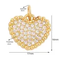 DIY heart pendant with micro-pave white stones, 17mm x 14mm size in gold-plated brass - Gold Heart Pave Zircon