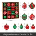 Gedetailleerde set van 44 kerstballen in rood goud en groen met maataanduidingen - Rood/Groen