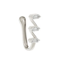 Silver non-pierced U-shaped nose cuff featuring three rectangular clear zircons - 3 Square Stones Style (DZ-714) / Silver