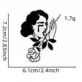 Punk style black and white embroidery patch featuring a weeping woman face and rose design - Beauty Face Patch 2#