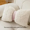 Bow-shaped velvet pillow with white faux fur and pink suede center in a dual-sided design - Rabbit Hair Embossed Lumbar Pillow 30*50cm / Pillowcase (pillow Insert Not Included)