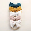 Lot de 5 bandeaux bébé en gaze de coton avec nœuds papillon et motifs variés - Style Multicolore Cinq (5)