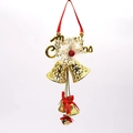 Campanelle dorate traforate Merry Christmas con fiocco rosso per decorazioni natalizie - Oro