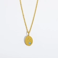 Collier en acier titane plaqué or 18K avec pendentif Capricorne et zircon bleu brillant - Capricorne-Pierre bleue