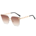 Lunettes de soleil sans monture à dégradé marron avec cadre en métal doré de profil - C02 Marron Dégradé