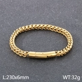 Pulsera de cadena Franco para hombre en acero inoxidable dorado de 6mm de ancho y 230mm largo - Dorado