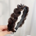 Deep brown fishtail braid headband made of high-quality synthetic fiber for women - Three-Strand Braid / Dark Brown
