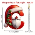 Flat acrylic Christmas letter C pendant with Santa hat design for holiday tree decoration - Letter C
