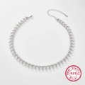 Elegante Halskette aus S925 Sterlingsilber mit glänzenden Zirkon-Fransenanhängern - 925er Silber / Bankett Zirkonia Halskette