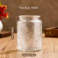700ml glass storage jar with embossed fan texture and 13.4cm height for home storage - Fan Shape / 700ml