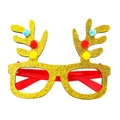 Christmas party glasses with gold glitter reindeer antlers and colorful pom-poms - Style 14 Gold Glitter Color Ball Reindeer