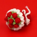 Handmade crochet strawberry flower keychain with red white and green yarn finish - Red Yarn Hand Bouquet