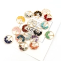 Golden Tree of Life pendants with colorful natural crystal stone chips on white card - 3cm / Gold + Opalite