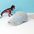 Light blue cotton baseball cap for kids with colorful dinosaur embroidery patterns - 48-52cm (1-6 Years) / Dinosaur Style - Blue