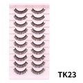 TK23 D-krul Russische kunstwimpers set van 10 paar op een roze displayplaat - Dikke gekrulde stijl (TK23)