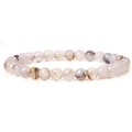 Elegant 6mm natural agate bead stretch bracelet featuring unique grey and brown patterns - Patterned Agate