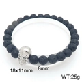 Elastic black lava rock bead bracelet with silver skull charm for men and women - 8mm Bead Oversized Silver Skull Style (KB205908-Z)